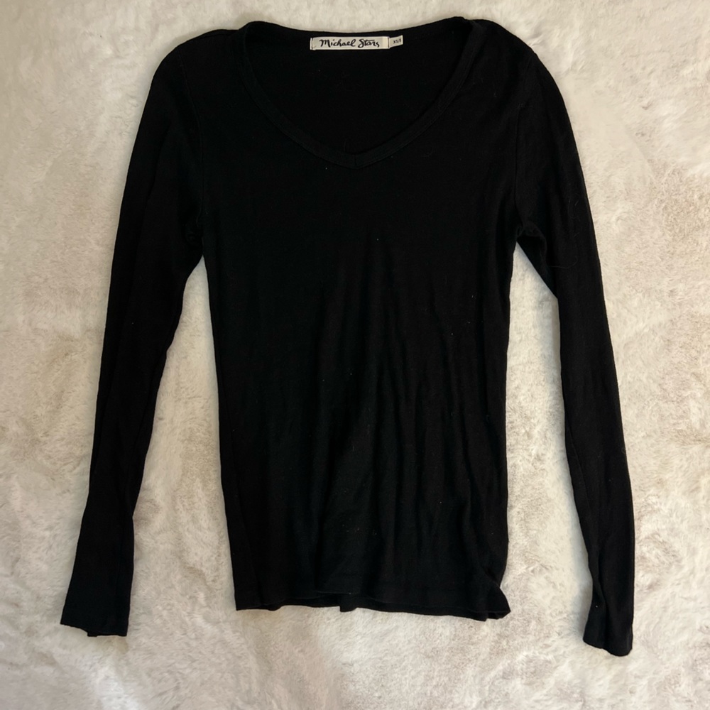 Black Michael Stars V neck long sleeve